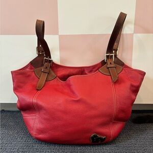 Vintage Dooney & Bourke Portofino Valerie Red Leather Tote Bag